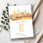 Tarjeta De Mesa Elegante Boda de acuarela en Nashville City Skylin<br><div class="desc">Si necesitas más personalización,  por favor,  no dudes en enviarme un correo electrónico a yellowfebstudio@gmail.com. o un mensaje a través de Zazzle.</div>