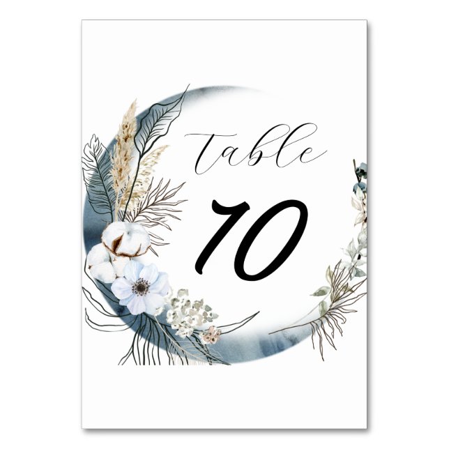 Tarjeta De Mesa Elegante boda de acuarela floral (Anverso)