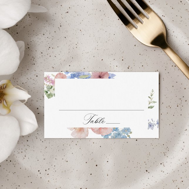 Tarjeta De Mesa Elegante Boda de acuarela romántica floral (Subido por el creador)