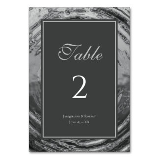 Tarjeta De Mesa Elegante Boda de Agua Cromo Líquido Plateado