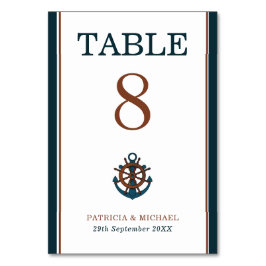 Tarjeta De Mesa Elegante Boda de Ancla de la Marina Náutica