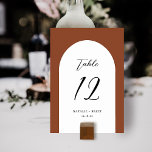 Tarjeta De Mesa Elegante Boda de Arco | Número de tabla de terraco<br><div class="desc">Estas elegantes y sencillas tarjetas bodas de números de tabla presentan una forma de arco en blanco sobre un fondo de color personalizado (se muestra en el naranja de terracota). Se coordinan perfectamente con nuestros productos de Terracota de Florales Rústicos Elegantes. Fácil de personalizar para su boda u otra ocasión...</div>