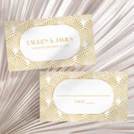 Tarjeta De Mesa Elegante Boda de Art Deco Blanco y Blanco