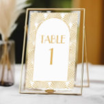 Tarjeta De Mesa Elegante Boda de Art Deco Blanco y Blanco<br><div class="desc">Este es un elegante número de mesa de Boda geométrico Art Deco blanco dorado!</div>