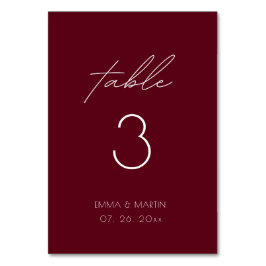 Tarjeta De Mesa Elegante Boda de Borgoña