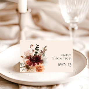 Tarjeta De Mesa Elegante Boda de Borgoña