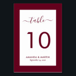 Tarjeta De Mesa Elegante Boda de Borgoña<br><div class="desc">Elegantes números de mesa de boda burdeos. Personaliza fácilmente en línea. Artículos de juego disponibles para complementar esta moderna tarjeta de número de tabla burdeos boda.</div>