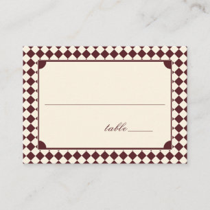 Tarjeta De Mesa Elegante Boda de Burgundy Marfil Cuadrada Old Mone