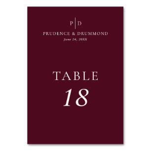 Tarjeta De Mesa Elegante Boda de Burgundy Profundo