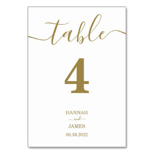Tarjeta De Mesa Elegante Boda de caligrafía de tipografía de oro