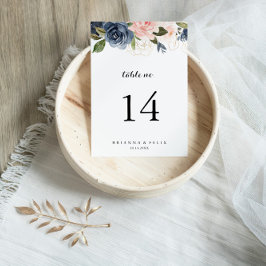 Tarjeta De Mesa Elegante Boda de caligrafía floral invernal simple