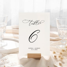 Tarjeta De Mesa Elegante Boda de caligrafía moderna Tabla 6