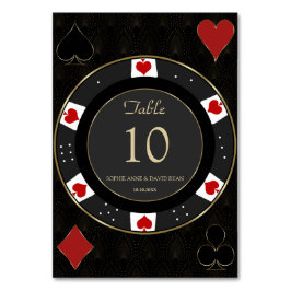 Tarjeta De Mesa Elegante Boda de Chip de Casino de Poker Gold