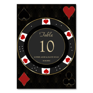 Tarjeta De Mesa Elegante Boda de Chip de Casino de Poker Gold