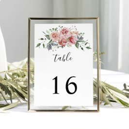 Tarjeta De Mesa Elegante Boda de color rosa rosa de agua