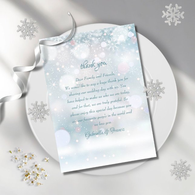 Tarjeta De Mesa Elegante Boda de copos de nieve en invierno Gracia (Subido por el creador)