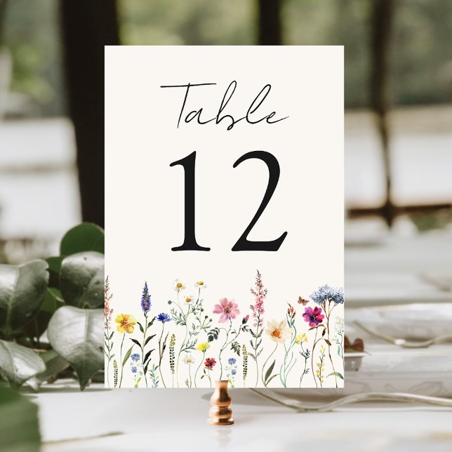 Tarjeta De Mesa Elegante Boda de Crema de Flor Silvestre (Subido por el creador)