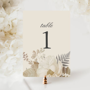 Tarjeta De Mesa Elegante Boda de Crema Floral Terrestre