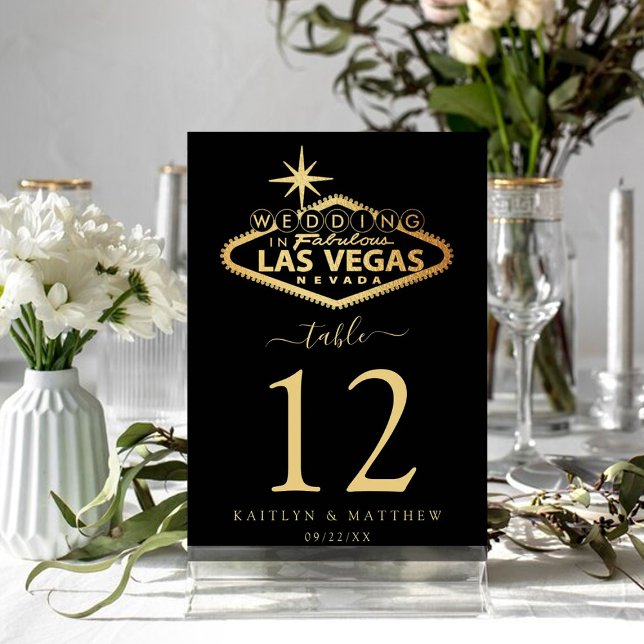 Tarjeta De Mesa Elegante Boda de Destino de Las Vegas (Subido por el creador)