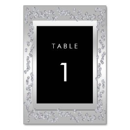 Tarjeta De Mesa Elegante Boda de diamantes plateados 60