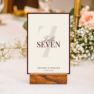 Tarjeta De Mesa Elegante Boda de Dinero Antiguo Burgundy