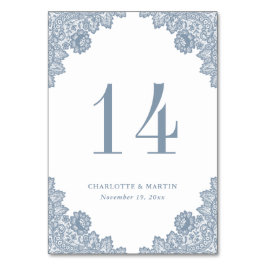 Tarjeta De Mesa Elegante Boda de encaje floral azul turquesa