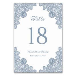 Tarjeta De Mesa Elegante Boda de encaje floral azul turquesa