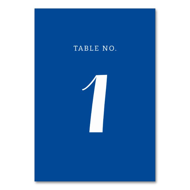 Tarjeta De Mesa Elegante Boda de escritura azul mediterráneo sólid (Reverso)
