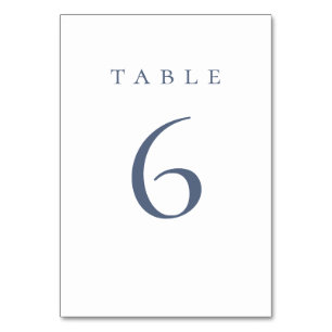 Tarjeta De Mesa Elegante Boda de Escritura en Azul Polvoriento