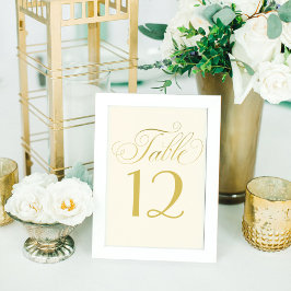 Tarjeta De Mesa Elegante Boda de Escritura en Marfil y Oro