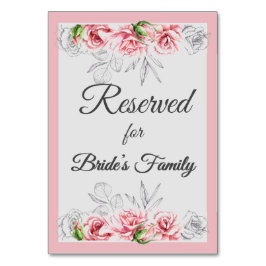 Tarjeta De Mesa Elegante Boda de escritura floral gris rosa