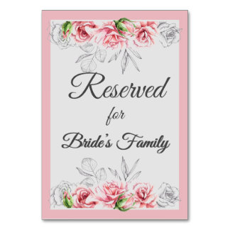 Tarjeta De Mesa Elegante Boda de escritura floral gris rosa