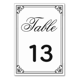 Tarjeta De Mesa Elegante Boda de escritura moderna en blanco y neg