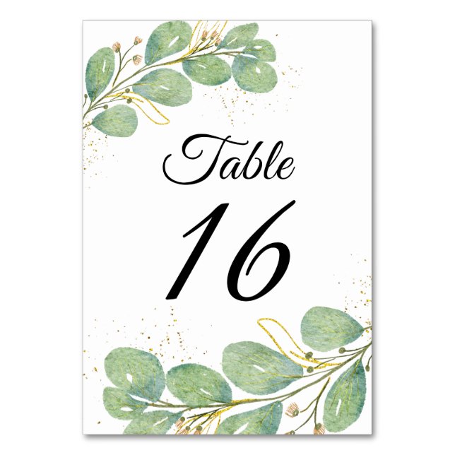 Tarjeta De Mesa Elegante Boda de Eucalyptus (Anverso)