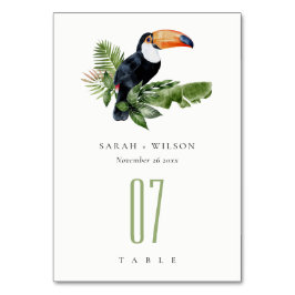 Tarjeta De Mesa Elegante Boda de Fauna Tropical Tropical Toucan