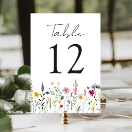 Tarjeta De Mesa Elegante Boda de Flor Silvestre