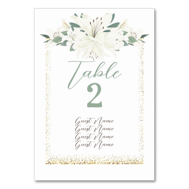 Tarjeta De Mesa Elegante Boda de Flor Silvestre Charm Green (Reverso)