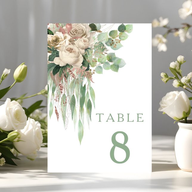 Tarjeta De Mesa Elegante Boda de Floral Peonies (Elegant Floral Peonies Wedding Table Number)