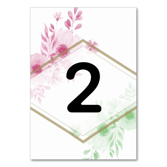Tarjeta De Mesa Elegante Boda de flores acuáticas (Anverso)