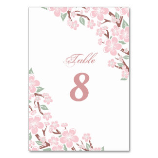 Tarjeta De Mesa Elegante Boda de flores de cerezo rosado Sakura Ch