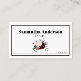 Tarjeta De Mesa Elegante Boda de Flores Oscuras