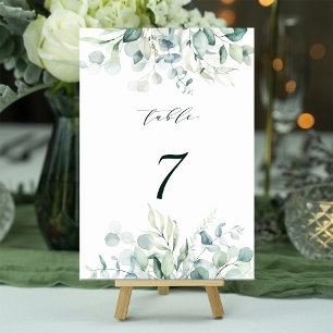 Tarjeta De Mesa Elegante Boda de follaje verde