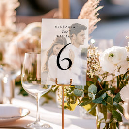 Tarjeta De Mesa Elegante Boda de fotografía de caligrafía moderna