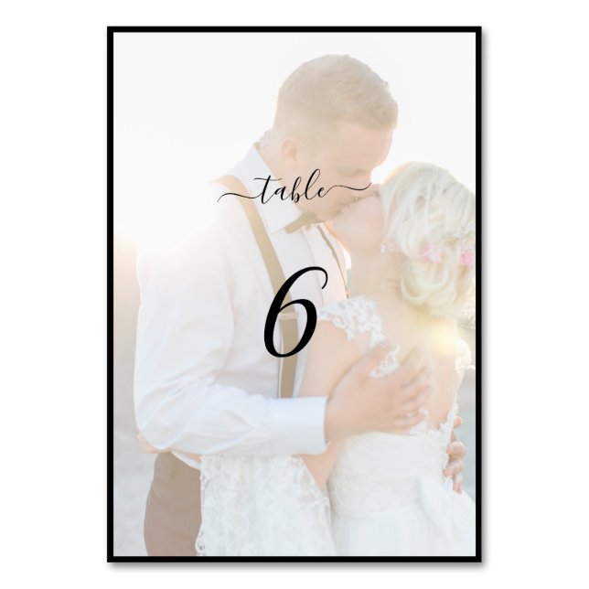 Tarjeta De Mesa Elegante Boda de fotografía de imitación de Vellum (Anverso)