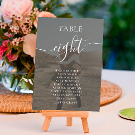 Tarjeta De Mesa Elegante boda de fotos con nombres de guiones blan