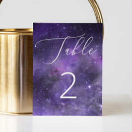 Tarjeta De Mesa Elegante Boda de Galaxia | Noche Espacial Celestia