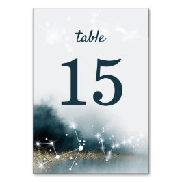 Tarjeta De Mesa Elegante Boda de Galaxy Gold Stars