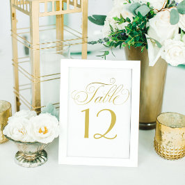 Tarjeta De Mesa Elegante Boda de guiones de caligrafía de oro