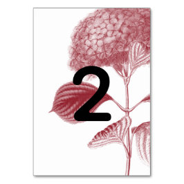 Tarjeta De Mesa Elegante Boda de Hortensias Burgundy