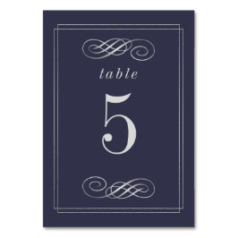 Tarjeta De Mesa Elegante Boda de la Marina Azul Plata